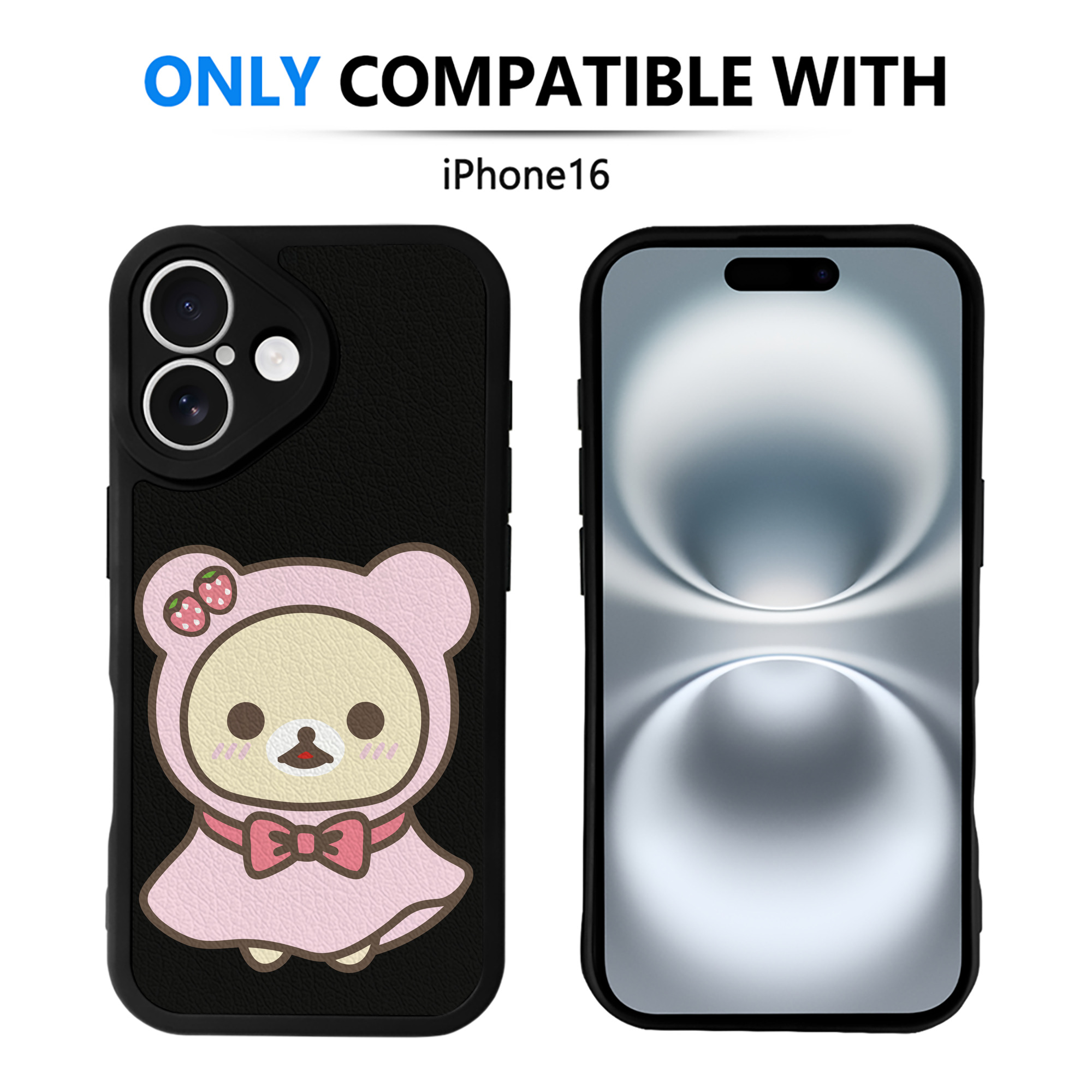 （画像用） リラックマ リラックマ キイロイトリ Rilakkuma Korilakkuma Kiiroitori 【iPhone 16シリーズ対応】シリコンスマホケース（レザー調） 材質：シリコン